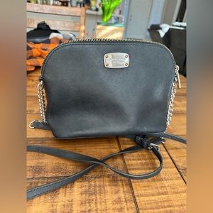 Michael Kors Small Black and Silver Crossbody Dome Bag!